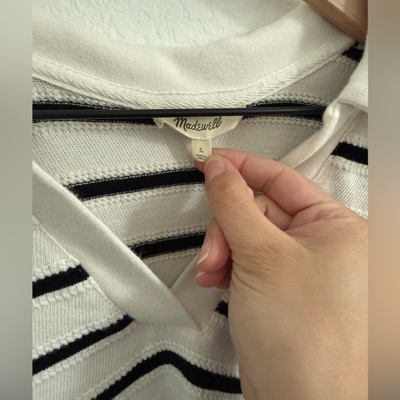 Madewell // EUC Relaxed V-Neck Polo Shirt in Stripe - Picture 6 of 7